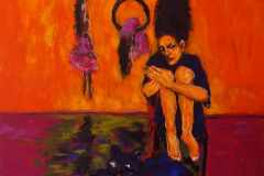 A woman with her toys - 2018 - Acrylic on Canvas - 90x90 cm