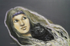 Woman with a Cat 2 - 2020 - Acrylic on Canvas - 40x60 cm