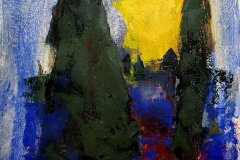 About marginalized blood8-Burnt houses dripping with the blood of peasants-2025-Acrylic on Paper-29.7x42 cm